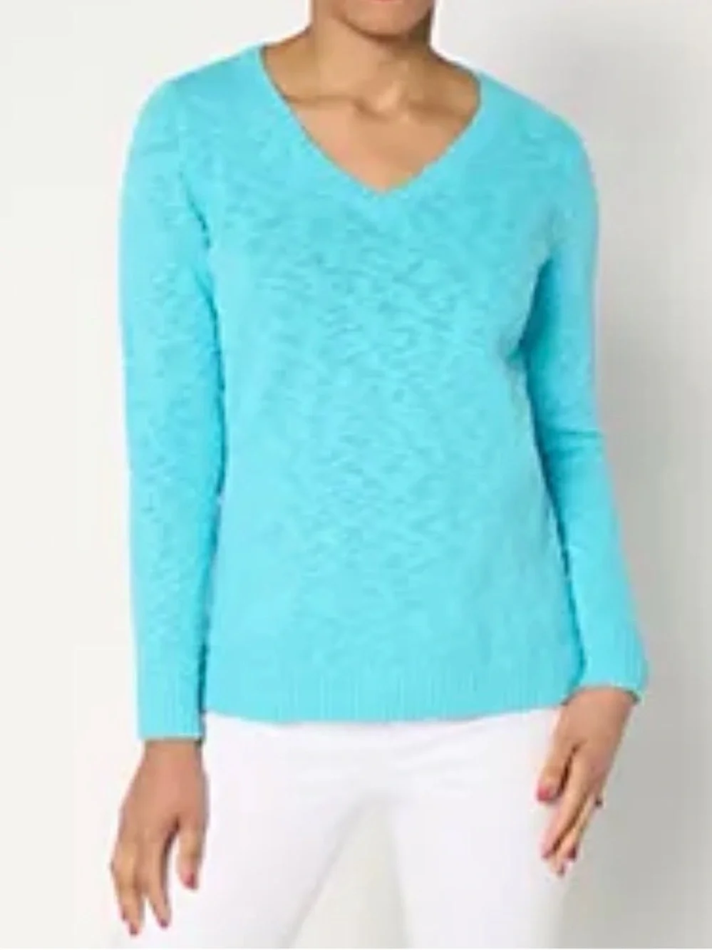 Belle Beach by Kim Gravel Gotta Getaway 100% Cotton V Neck Sweater